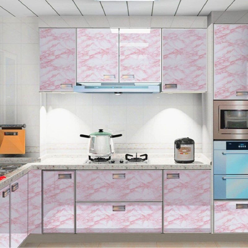 practicalWs 15.7 in Ã— 118 in White Pink Marble Stick Paper Peel and Stick Countertops Self-Adhesive Vinyl Watertight Wallpaper Great As Cabinets Drawer Shelf Wall Crafts Wall Paper Decorations - Image 2